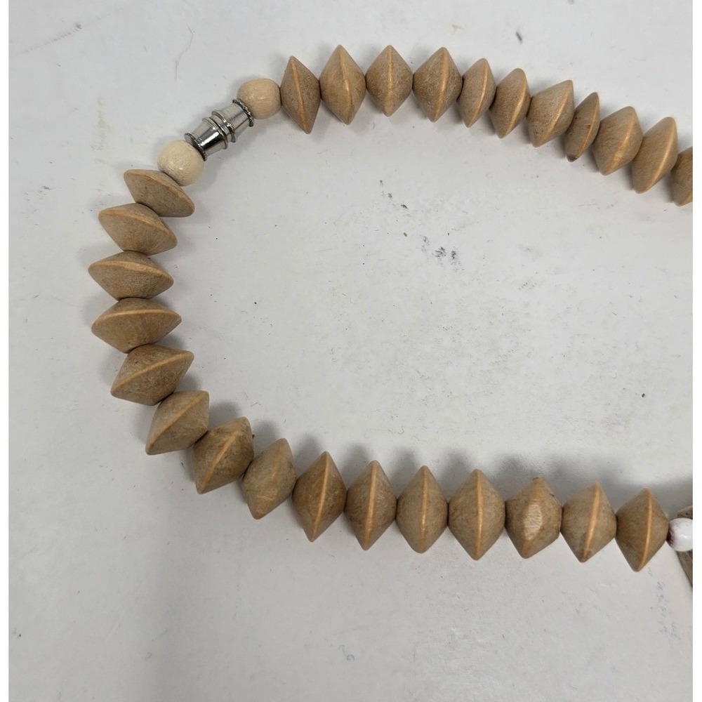 Vtg Y2K chunky wood bead statement necklace women brown earthy boho naturalist - Picture 5 of 8